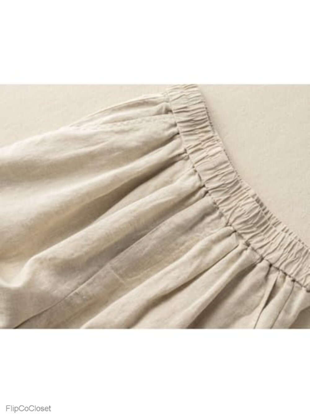 Wide Leg Linen Shorts Elastic High Waisted Pleated Loose Casual Comfy - Picture 3 of 3